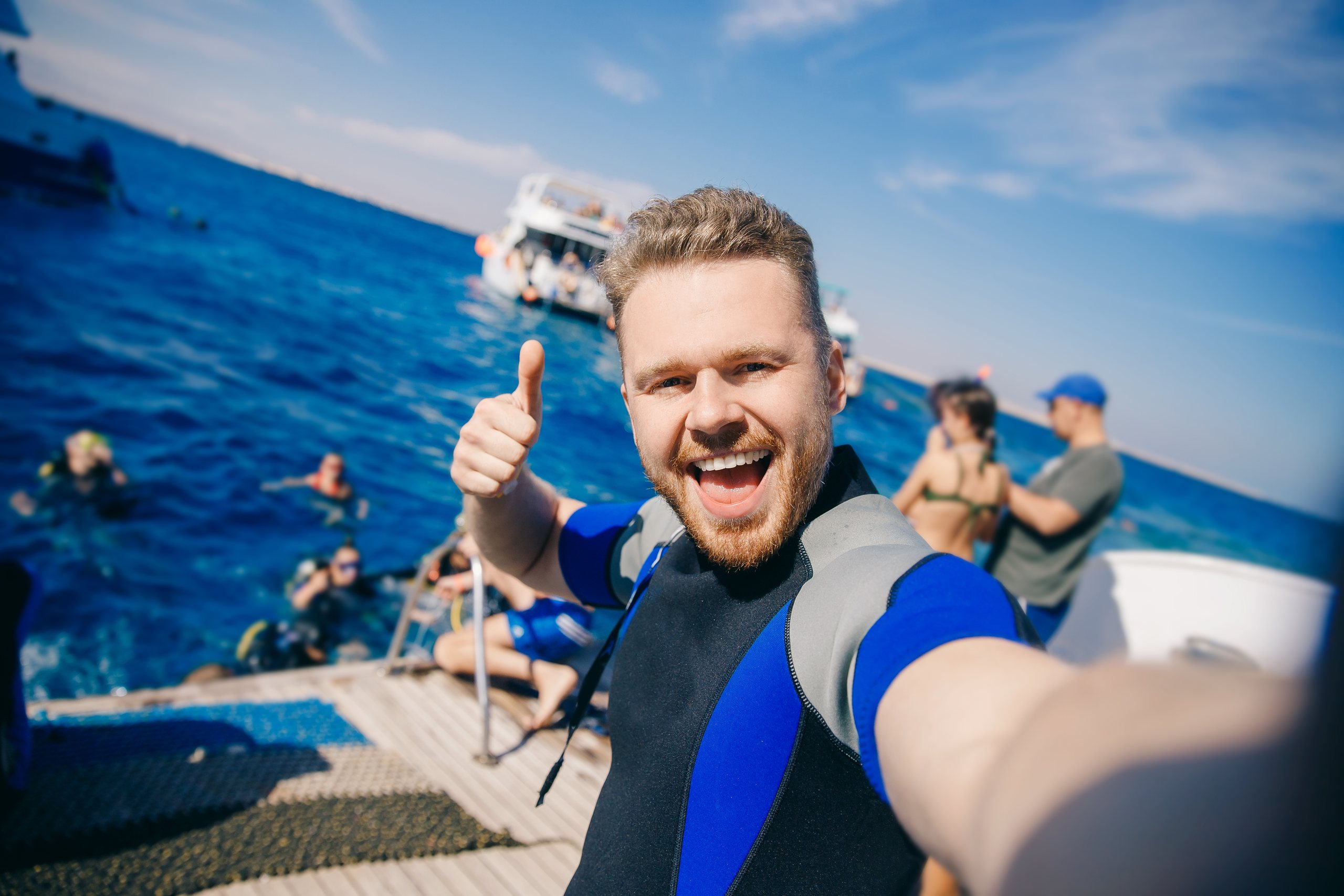 Dive professional teaching students underwater