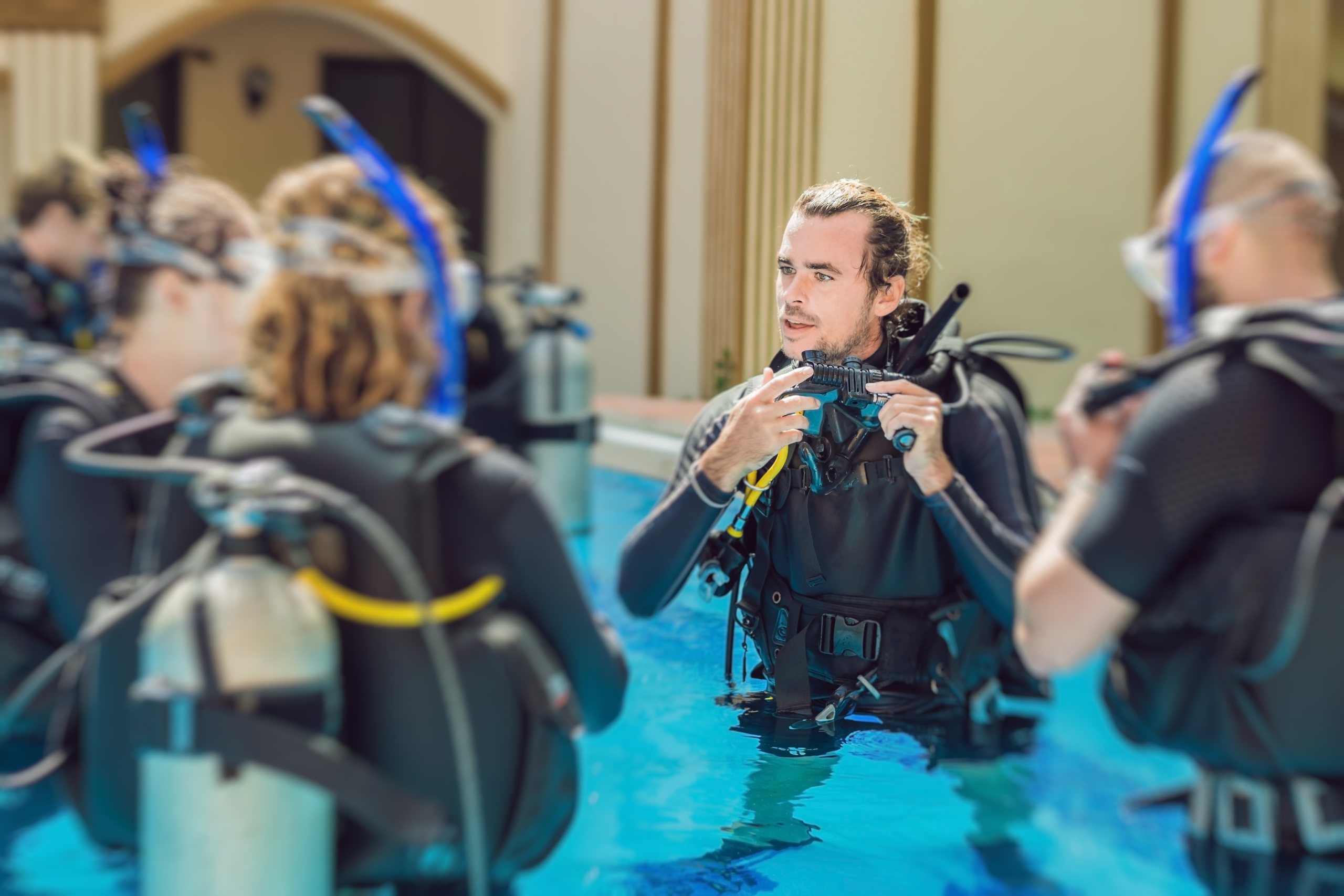 Dive professional smiling at the surface