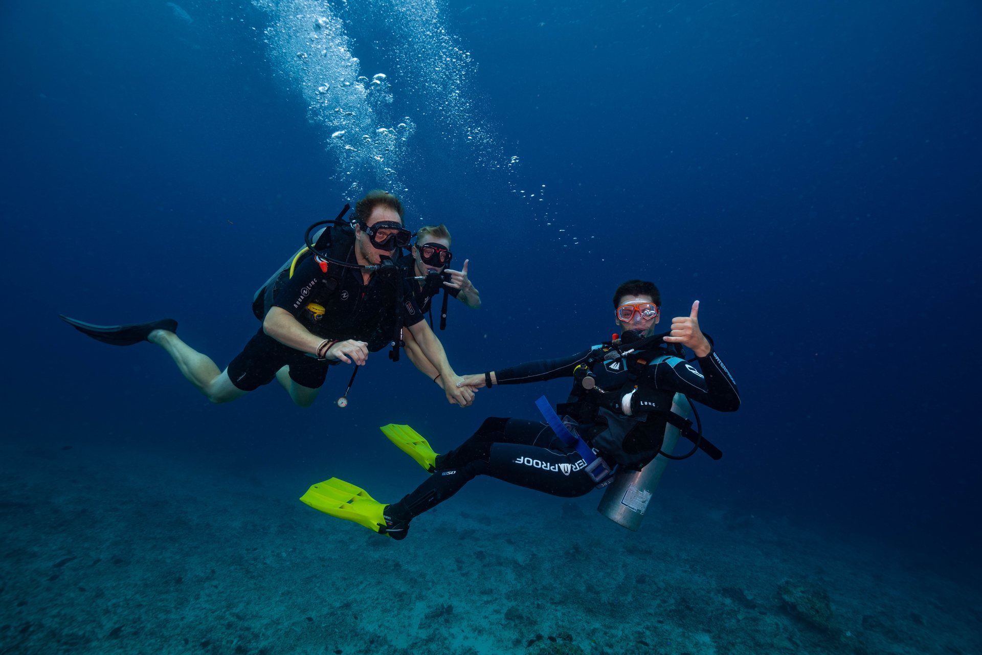 Divers enjoying a guided underwater experience